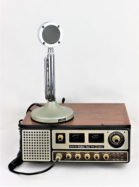 Vintage 1960s Teaberry Stalker Two Base Station CB Radio with the Iconic Astatic Microphone D104 Citizens Band Radio, Citizen Band, K Dot, Cb Radios, My Bar, Inanimate Objects, Retro Radio, Cb Radio, Vintage Microphone