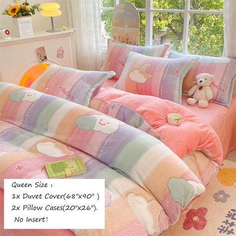 Amazon.com: CinYana Rainbow Duvet Cover Set Fluffy Duvet Cover Kawaii Cartoon Comforter Cover Soft Kids Duvet Cover Twin Size Bedding Set(Rainbow,Twin) : Home & Kitchen Fluffy Duvet Cover, Girls Twin Bed, Fluffy Duvet, Rainbow Cartoon, Kids Duvet, Kids Duvet Cover, Twin Bed Sets, Kawaii Cartoon, Twin Size Bedding