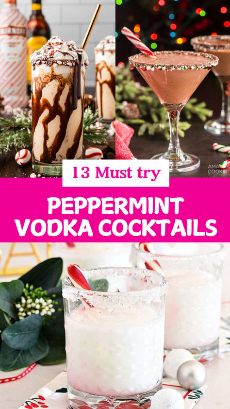 Peppermint Vodka Cocktails Peppermint Vodka Cocktails, Drinks With Peppermint Vodka, Candy Cane Drinks, Peppermint Vodka Drinks, Candy Cane Martini Recipe, Peppermint Martini Recipe, Peppermint Cocktail, Peppermint Vodka, Celebrating With Friends