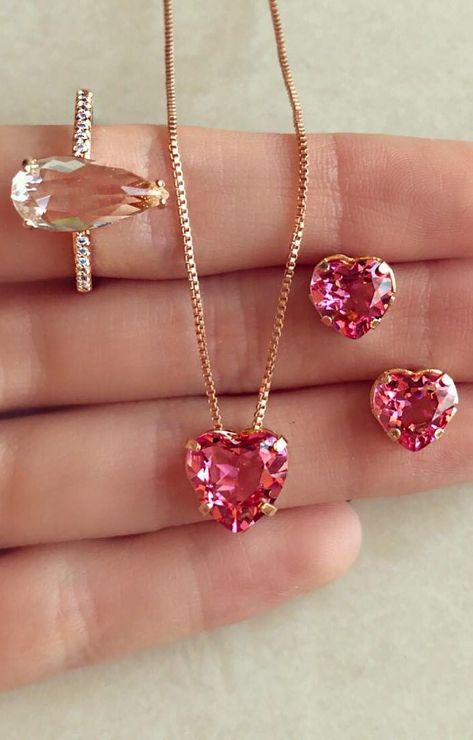 Cheap Valentine's Day Jewelry, Pink Jwellary, Valentine’s Day Jewelry, Valentines Day Jewelry, Ideas Valentines Day, Diy Valentines Day, Jewelry Valentines Day, Pretty Jewelry Necklaces, Romantic Holiday