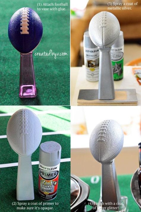 Dallas Cowboys Birthday, Dallas Cowboys Party, Sandwich Vegetarian, Football Banquet, Football Party Decorations, Lombardi Trophy, Sports Banquet, Football Baby Shower, Football Trophies