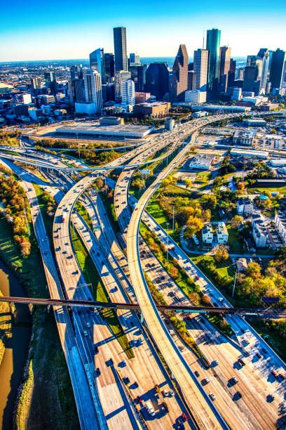 684 Houston Traffic Photos and Premium High Res Pictures - Getty Images Downtown Houston Texas, Texas Houston, City Sky, Downtown Houston, Night View, Aerial Photo, Aerial Photography, Houston Texas, Travel Dreams