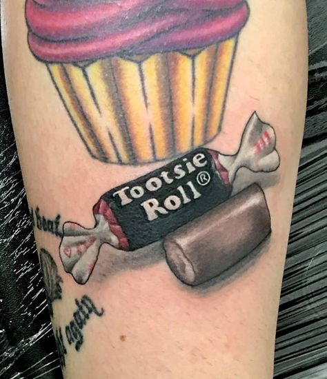 Tootsie Roll tattoo by Trevor Tootsie Roll Tattoo, Candy Tattoo, Tattoos For Black Skin, Tootsie Roll, Art Tattoos, Tattoo Drawings, Tattoos And Piercings, I Tattoo, Small Tattoos