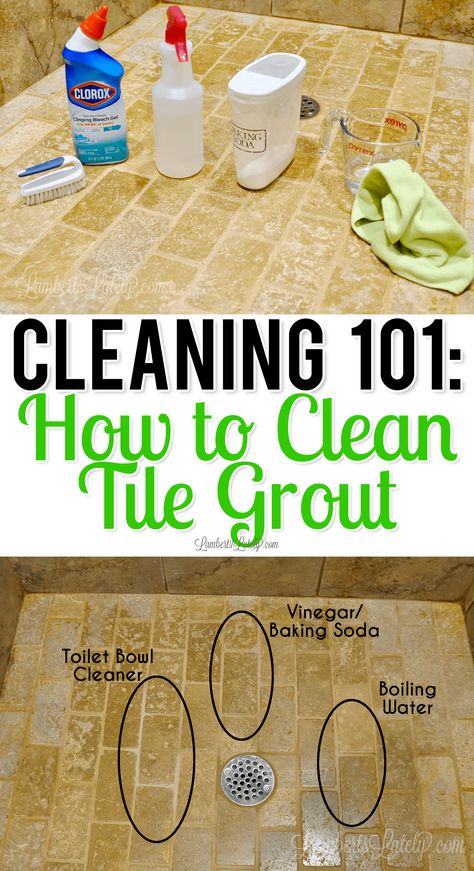 This post looks at a few of the popular ways to clean tile grout (baking soda and vinegar, bleach toilet bowl cleaner, and boiling water) to see which one really works best. Learn how to clean grout the effective way! Easy Way To Clean Grout, How To Clean Bathroom Grout, How To Clean Bathroom Tiles, Grout Cleaning Diy, Clean Bathroom Grout, Diy Grout Cleaner, Best Grout Cleaner, Clean Bathroom Floor, How To Clean Grout