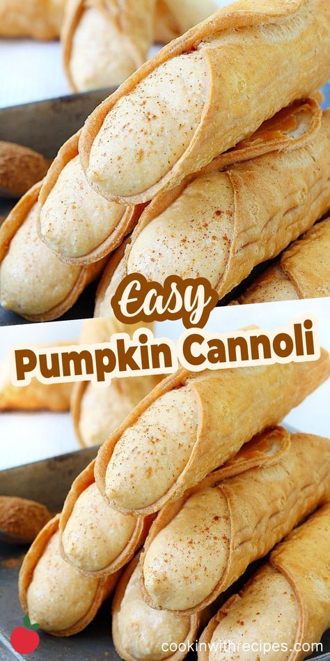 Easy Pumpkin Cannoli Recipe - Cooking with Recipes Canolis Recipe, Pumpkin Cannoli, Cannoli Recipe Easy, Homemade Cannoli Recipe, Hobbit Food, Pumpkin Filling, Cannoli Shells, Cannoli Filling, Cannoli Recipe