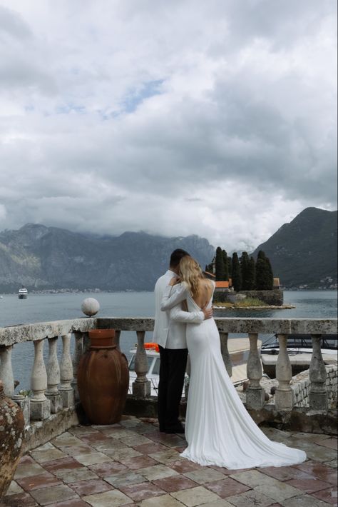 Wedding Montenegro wedding style wedding for two sea mountains sea wedding Montenegro Photo Ideas, Aesthetic Wedding Outfit, Beautiful Bride Dress, Wedding Mountains, Montenegro Wedding, Elopement Venues, Sea Wedding, Wedding Clip, Aesthetic Wedding