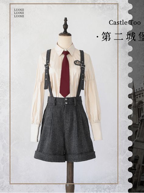 Fantasy Overalls, Fancy Overalls, Vtuber Outfits, Shorts Reference, Masc Clothes, Outfits With Suspenders, Vampire Core, Shorts With Suspenders, Suspenders Outfit