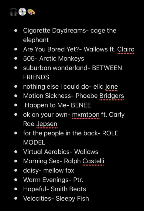 Songs For Daydreaming, Arctic Monkeys Playlist Names, Playlist Names For Alternative Music, Rating Artic Monkeys Songs, Alt Playlist, Daydreaming Playlist, Dark Academia Songs, Alternative Songs Playlists, Ultimate Playlist