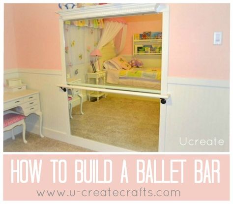 U Create's discussion on Hometalk. DIY Ballet Bar - Create a ballet bar for your little ballerina! Perfect way to practice anytime and can a room get more girly than this? Ballet Bedroom, Ballerina Bedroom, Ballet Room, Ballerina Room, Ballet Bar, Dance Rooms, Mirror Painting, Daughters Room, Up House