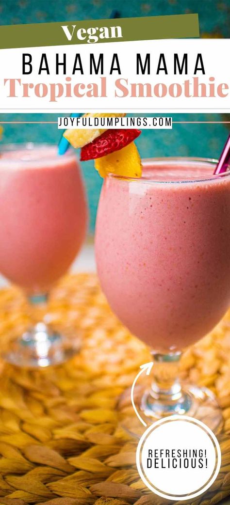 strawberry smoothie Bahama Mama Drink, Pineapple And Coconut Milk, Tropical Smoothies, Summertime Snacks, Vegan Smoothie Recipes, Pineapple And Coconut, Bahama Mama, Vegan Drinks, Tropical Smoothie