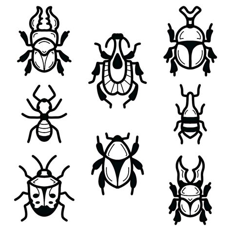 Folding Beetle Tattoo, Simple Beetle Tattoo, Bug Tattoo Flash, Small Beetle Tattoo, Simple Bug Tattoo, Tiny Beetle Tattoo, Small Bug Tattoo, Traditional Bug Tattoo, Bug Tattoo Flash Sheet