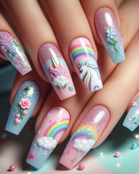 Add a sprinkle of magic to your manicure with unicorn nail art ideas that shine bright. Perfect for anyone wanting to stand out with sparkly, stunning nails that are sure to impress. Nails Acrylic Unicorn, Sparkly French Tips, Unicorn Nails Designs, Unicorn Nail Art, Stunning Nails, Unicorn Nails, Art Essentials, Nice Nails, White Nail Polish