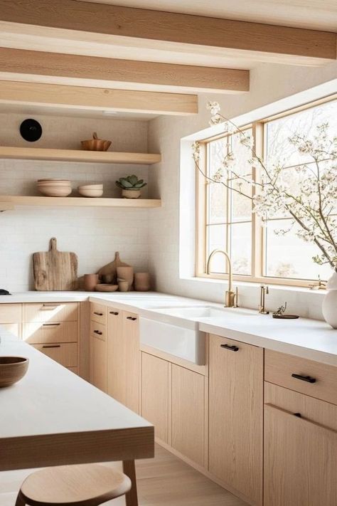 "Create a bright and airy space with a Scandinavian-Inspired Kitchen! 🍳🌿 Perfect for embracing minimalism, natural light, and clean lines. 🌟✨ #ScandinavianKitchen #MinimalistDecor #HomeInspiration" Small Airy Kitchen, Swedish Modern Kitchen, Scandinavian Country Kitchen, Minimal Scandinavian Kitchen, Nordic Cabin Kitchen, Scandinavian Craftsman Interior, Renovation Vision Board, Scandinavian Kitchen Shelves, Norwegian Kitchen Design