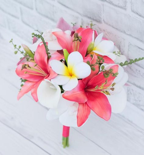 Plumeria Bouquet, Beach Wedding Bouquet, Turquoise Bouquet, Coral Bouquet, Hibiscus Bouquet, Hibiscus Wedding, Tropical Wedding Bouquets, Tropical Bouquet, Paradise Wedding