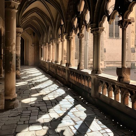 #GothicArchitecture Hallway: #Sunlight filters through the arches of a #gothic arcade, casting #shadows on weathered stone floors. #architecture #hallway #aiart #aiphoto #stockcake ⬇️ Download and 📝 Prompt 👉 https://stockcake.com/i/gothic-architecture-hallway_1054166_196883 Gothic Entryway, Gothic Hallway, Illuminated Architecture, Casting Shadows, Gothic Interior, Stone Floors, Arch Architecture, Gothic Cathedral, Gothic Church