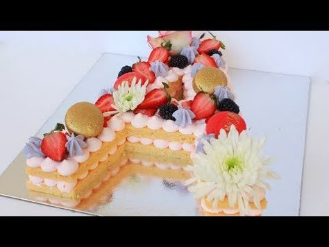 Alphabet Cake - Trending Cake 2018 - YouTube Alphabet Cake, Monogram Cake, Biscuit Cake, Cake Trends, Number Cakes, Snacks Für Party, Cake Tutorial, Food Cakes, Cookie Cake