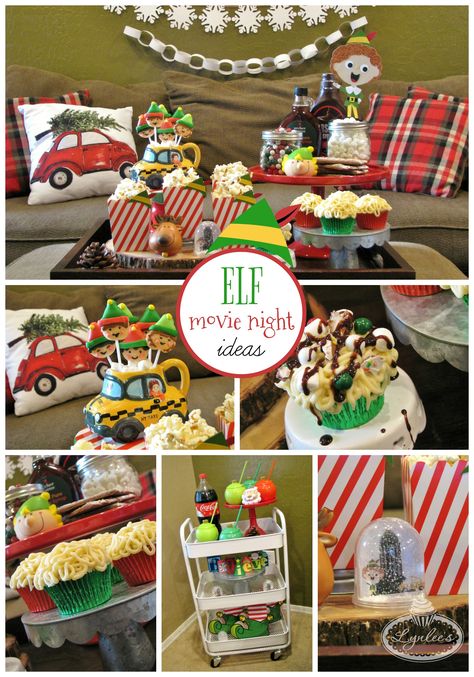 Santa's Coming!!! Elf Party for a Family Movie Night - Lynlees Elf Movie Night, Movie Watch Party, Elf Movie Party, Movie Party Ideas, Movie Watching Party, Elf Party, Movie Night Dinner, Elf Boots, Movie Themed Party