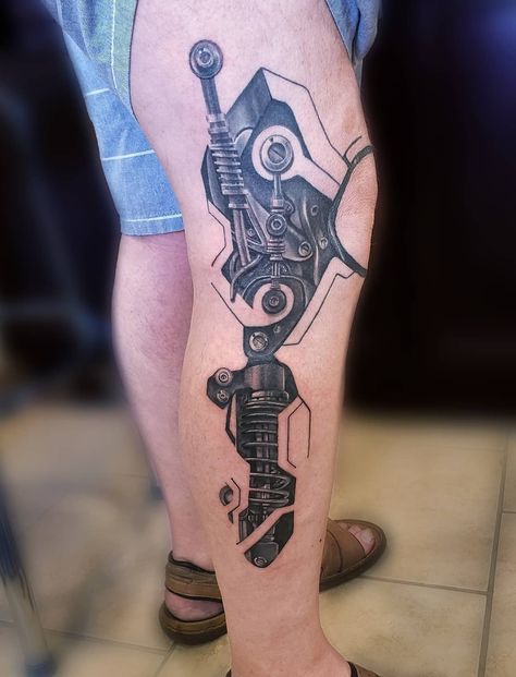 Mechanical Robot Tattoo Design, Bionic Knee Tattoo, Steampunk Leg Tattoo, Bionic Leg Tattoo, Cybernetic Tattoo Arm, Biochemical Tattoo, Mechanical Leg Tattoo, Bionic Tattoo, Cybernetic Tattoo