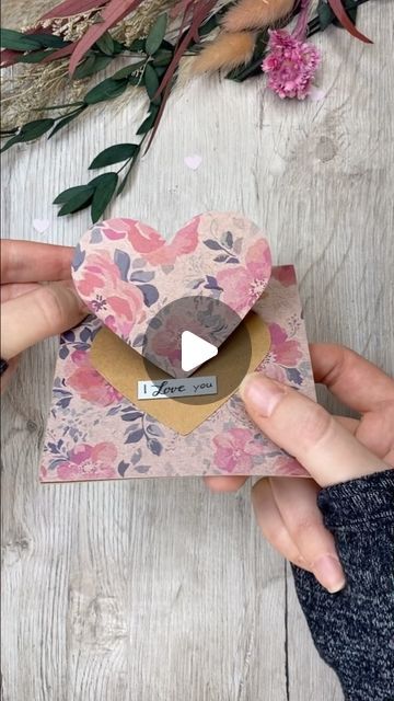 Katharina Tarta Crafts on Instagram: "I just recently remembered that easel cards exist 😅 And since my mind is still set on Valentines modes, of course I had to make a heart shaped one 😊 (I mean, I really want to get my money’s worth with this heart punch, but I think I am putting it to good use 😅) Anyway, I really hope you like this camouflaged Love message idea 😊💗 #cardmaking #valentinescrafts #cuteidea" Heart Handmade Cards, Heart Shape Card Ideas, Heart Shape Card, Heart Cards Handmade, Hole Puncher, Window Cards, Bday Cards, Words Of Comfort, Easel Cards