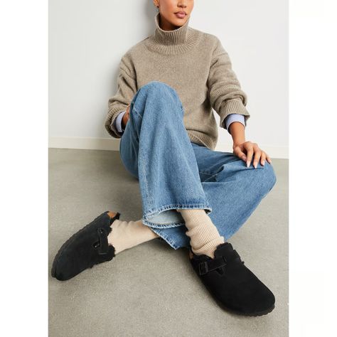 Birkenstock Boston Suede Shearling Clogs, Color Black, Size Eu 41 Women's 10-10.5 Birkenstock Boston Shearling Outfit, Birkenstock Black Outfit, Birkenstock Winter Outfit, Black Birkenstock Clogs Outfit, Birkenstock Boston Outfit Fall, Birkenstock Boston Outfit Women, Boston Clogs Outfit, Birkenstock Clog Outfit, Black Clogs Outfit