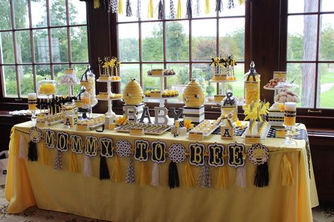 Sweet Simplicity Bakery — Bumblebee Themed Baby Shower (“Mommy To Bee”)... Shower Colors, Bee Baby Shower Decoration, Baby Shower Neutral, Bee Gender Reveal, Addition Games, Baby Shower Treats, Bee Baby Shower Theme, Mommy To Bee, Bumble Bee Baby Shower