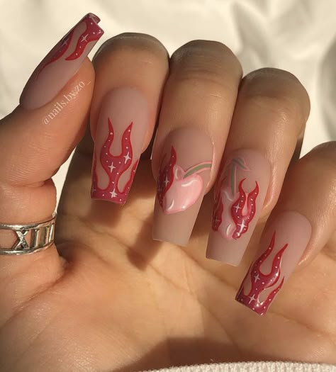 Cherry Nails, Edgy Nails, Smink Inspiration, Grunge Nails, Red Nail, Acrylic Nails Coffin Short, Fire Nails, Dream Nails, Funky Nails