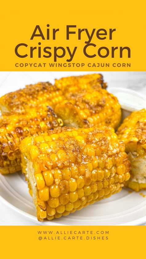 Air fryer crispy corn - copycat wingstop cajun corn Fried Corn Air Fryer, Sweet Corn In Air Fryer, Air Fryer Cajun Corn, Wingstop Corn Recipe Air Fryer, Fried Corn On The Cob Air Fryer, Air Fryer Sweet Corn, Wing Stop Corn Recipe Air Fryer, Cajun Corn On The Cob Air Fryer, Wingstop Cajun Fried Corn Recipe