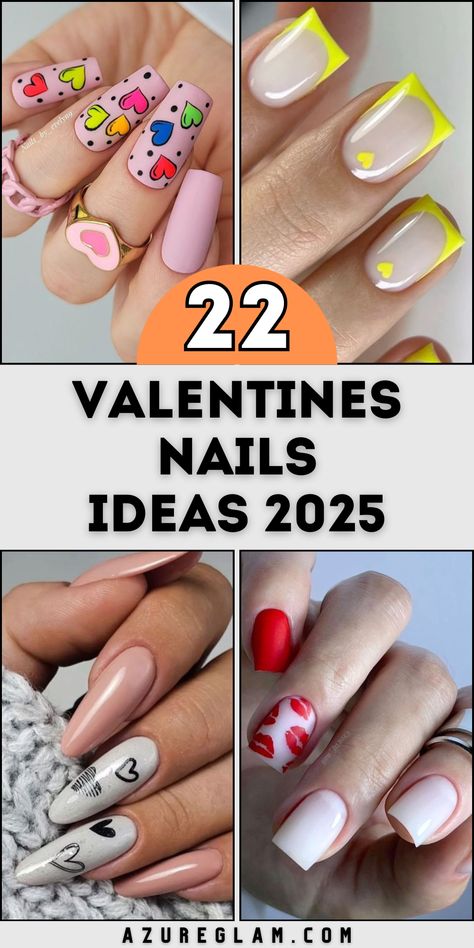 Explore 22 Valentine’s nails ideas for 2025 with cute designs in red and pink acrylics. From subtle, minimalist art to bold color patterns, these styles suit almond, short, and classic nail shapes. Perfect for creating a romantic mood, these nail art designs are versatile, making them ideal for casual outings or glamorous Valentine’s events. Valentine’s Day Coffin Nail Designs, Valentines Day Nails 2025, Valentine’s Day Nails Short Square, Pink Acrylic Designs, Almond Nail Shapes, Valentines Nails Ideas, Nail Art Heart, Classic Nail, S Nails