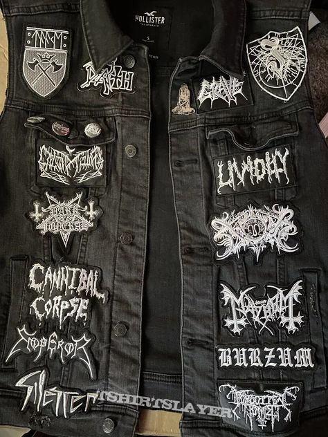 Bathory Black and white battle vest Battle Vest, Battle Jacket, Punk Rock, Dress Up, Black And White, White, T Shirt, Black, Clothes