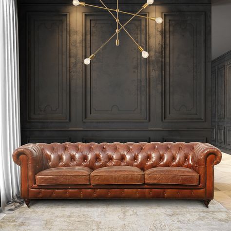 Brown Leather Chesterfield Sofa, Paris Club, Winery Design, Kitchen Living Room Ideas, Tufted Chesterfield Sofa, Brown Loveseat, Bedroom Above Bed, Chesterfield Bank, Mood Board Living Room