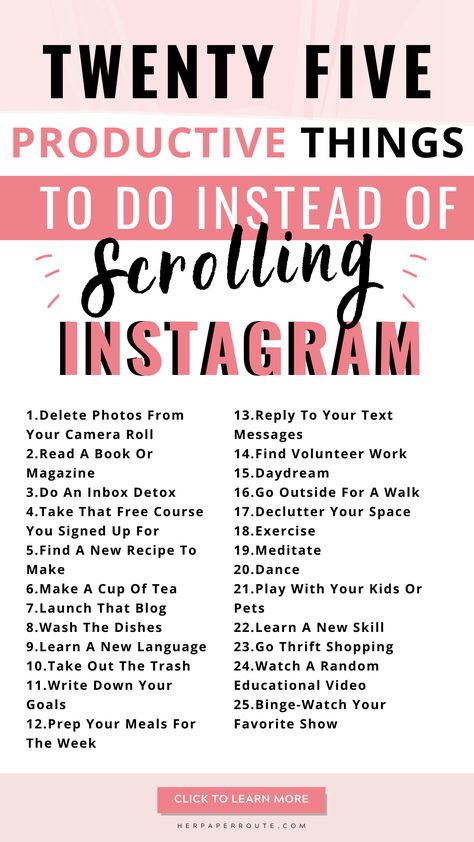 Instagram is great. But it can be a big time-sucker if you aren't careful. Wow! Look at all the fun, educational and money-making things you could be doing right now!   Infographic productive productivity tips, make money online tips, social media tips, organization, mindset, balance, self-care day. Things To Replace Social Media, How To Get Off Social Media, Things To Do Besides Social Media, Social Media Self Care, What To Do Instead Of Social Media, Things To Do Instead Of Social Media, Social Media Break Challenge, New Things To Do, Things To Do Other Than Social Media