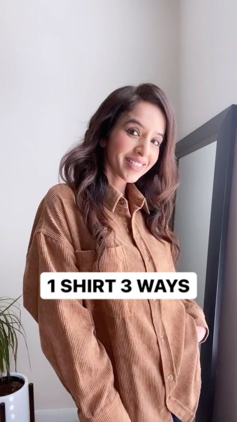 mishamomin on Instagram: 1 SHIRT 3 WAYS A corduroy shirt is a piece that can be styled all year long. Here I show you 3 ways 🍂 Look 1 - Just wear it as is with… Courdory Shirt Outfits Women, Oversized Corduroy Shirt Outfit, Beige Button Up Shirt Outfit, Cord Shirt Outfit, Courdory Shirt Outfit, Corduroy Shirt Outfit Women, Crop Shirt Outfits, Corduroy Shirt Outfit, Outfit Oversize