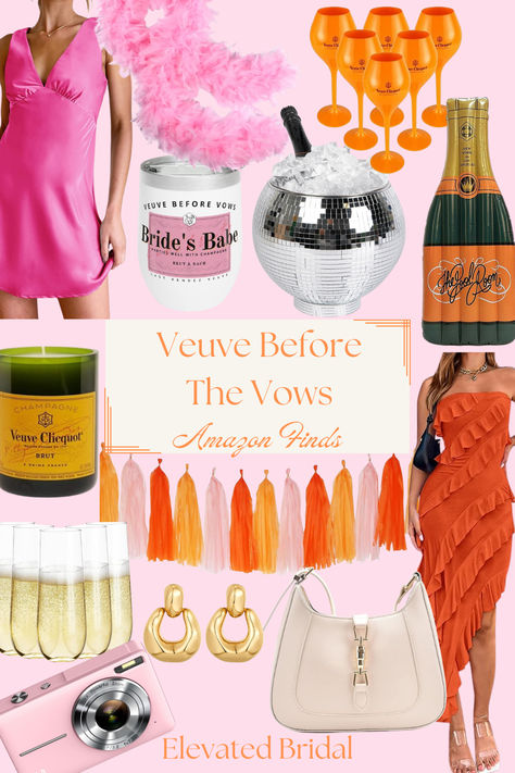 Bachelorette party themes, bachelorette party inspo, last veuve before the vows, amazon finds Vueve Bachelorette Theme, 2024 Bachelorette Trends, Vueve Before Vows Bachelorette, Vibrant Color Bachelorette, Veuve Before Vows Bachelorette Decor, Veuve Before Vows, Veuve Before Vows Bachelorette, Ciao Bella Bachelorette, Bachelorette Themes