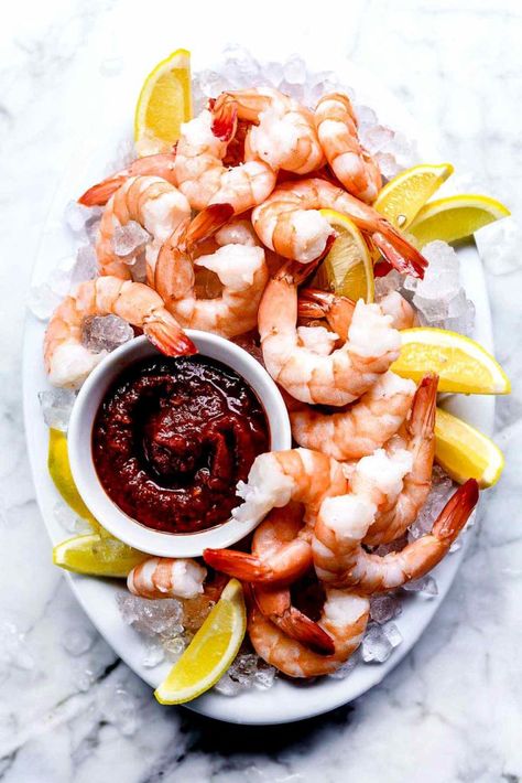 Prawn Platter Presentation, Easy Shrimp Cocktail, Hosting Meals, Easy Thanksgiving Recipes Appetizers, Mediterranean Orzo Salad, Shrimp Cocktail Sauce, Homemade Cocktail Sauce, Lobster Recipe, Mediterranean Orzo