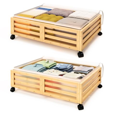 PRICES MAY VARY. 👍【Durable Storage】Our under bed storage containers, made from premium 100% natural bamboo, guarantee durability. and under bed storage perfect for seasonal clothes, bedding, and household items. A versatile storage solution tailored to your needs. 👍【Stackable Convenience】Our under bed storage with wheels is stackable, size: 23.62" L x 16.54" W x 5.51" H (without wheels) / 6.5" H (with wheels). Additionally, it folds when not in use, making it ideal for small homes and college Storage Under Bed, Storage With Wheels, Under Bed Shoe Storage, Storage For Clothes, Shoe Drawer, Under Bed Storage Containers, Camp Trailer, Rv Camping Tips, Underbed Storage