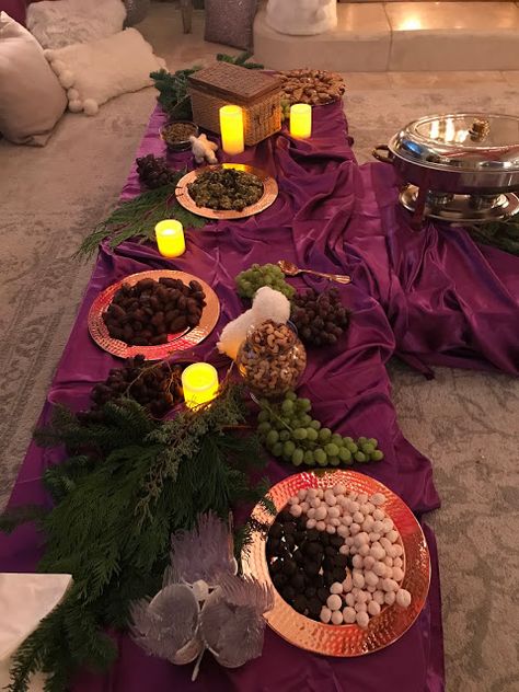 A Night with the Shepherds Table 2019 - Purple Chocolat Home Shepherds Dinner Christmas Eve, Bethlehem Dinner, A Night In Bethlehem, Nazareth Village, Night In Bethlehem, Biblical Feasts, Tablescapes Christmas, Irish Kitchen, Study Snacks