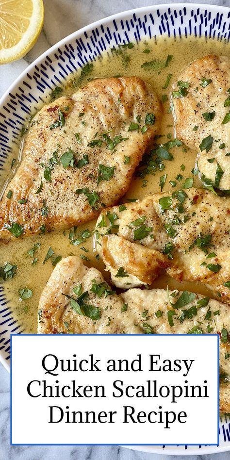 Boneless Chicken Dinner Recipes, Chicken Scallopini Sauce, Scallopini Chicken, Chicken Breast Boneless Recipes, Recipes For Thinly Sliced Chicken Breast, Chicken Scallopini Recipes, Baked Chicken Breast Recipes Boneless, Boneless Skinless Chicken Breast Recipes Healthy, Thinly Sliced Chicken Breast Recipes