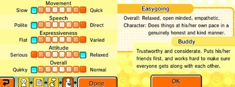 Easygoing Buddy Tomodachi Life Personality Chart, Personality Chart, Tomodachi Life, Open Minded, Making Friends, How To Be Outgoing, The Dreamers, Periodic Table, To Create