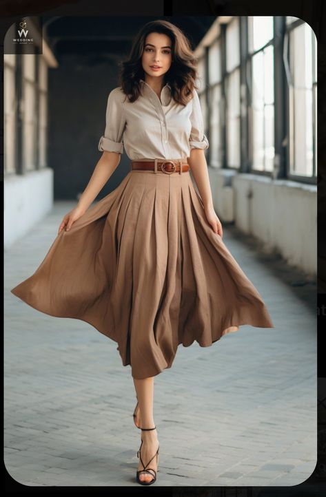 Ladies Skirts Casual, Stylish Office Dresses For Women, Classical Outfits For Women, Work Beach Party Outfit, Vintage Womens Business Attire, Fashion Attire Outfit Ideas, Elegant Classic Outfits, Tops With Skirts Outfit, Adventure Pulp Aesthetic Outfit