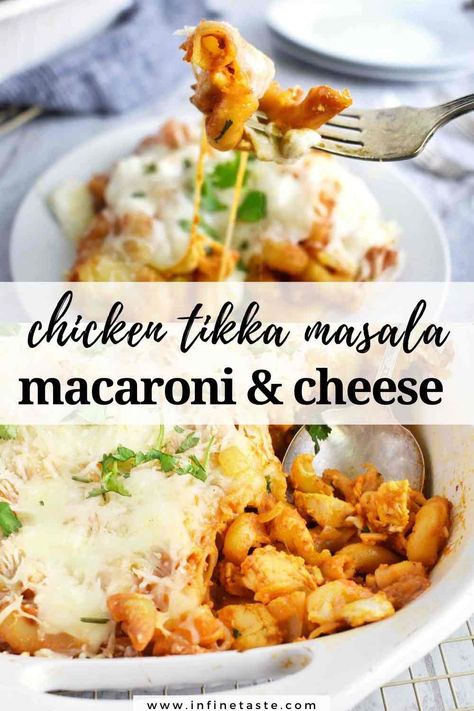 Masala Macaroni, Tikki Masala, Tikka Masala Recipe, Chicken Pasta Bake, Chicken Masala, American Dishes, Baked Mac, Curry Dishes, Chicken Tikka Masala