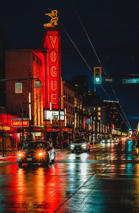 Couldn't be a showcase of Vancouver without Granville Street. The only real nightlife strip in "no-fun city" is beautiful at night when all the concert venues light up. Follow me on Instagram for more photos like this: https://www.instagram.com/gavinkrohm/ Vancouver Night, Vancouver Nightlife, Venue Lighting, Concert Venues, Granville Street, Fun City, Concert Venue, The Concert, Street Photo