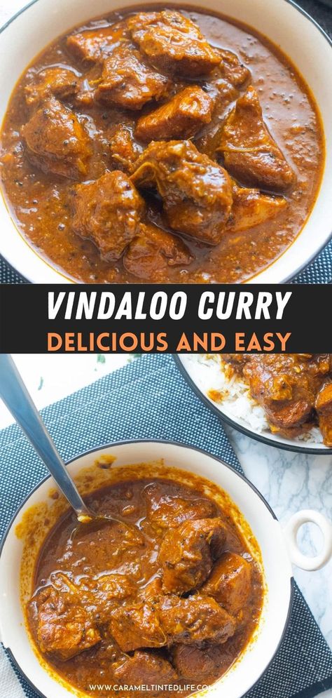 Pork vindaloo - Juicy and succulent pork is simmered in a delicious curry that is full of flavor. A classic Goan curry that is surprisingly super easy to make! #indian #vindaloo #instantpot #easy #goan #pork #vindaloo Indian Pork Curry, Chicken Vindaloo Authentic, Pork Indian Recipes, Indian Pork Recipes, Pork Curry Recipes Indian, Pork Curry Recipes, Indian Curry Paste Recipe, Abc Chicken, Goan Curry