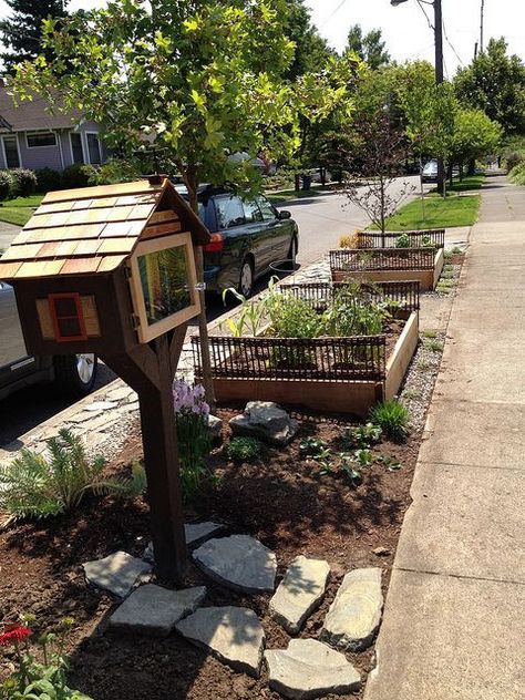 Boulevard Garden, Outdoor Library, Neighborhood Library, Little Free Library Plans, Tiny Library, Street Library, Library Plan, Lending Library, Mini Library