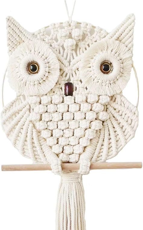 Amazon.com: Achart Owl Macrame Wall Hanging-Hand Woven Boho Tapestry-Macrame Owl-Macrame Wall Decor-Boho Bedroom Decor-Owl Decor for Living Room Nursery (Beige, L) : Home & Kitchen Macrame Owls, Owl Macrame, Owl Wall Decor, Owl Wall Hanging, Macrame Owl, Macrame Wall Hanging Diy, Macrame Wall Decor, Hanging Diy, Boho Tapestry