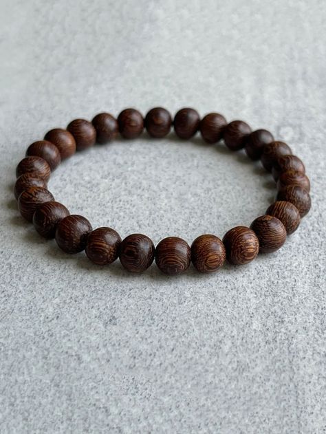 Coffee Brown Vacation Collar  Wood  Beaded Embellished   Jewelry Wooden Bead Jewelry, Wooden Beaded Bracelets, Brown Minimalist, Embellished Fashion, Mens Fashion Jewelry, Wood Bead Bracelet, Wooden Bracelet, Wood Bracelet, Mens Beaded Bracelets