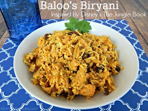 Baloo's Biryani ~ Recipe Inspired by Disney's THE JUNGLE BOOK! ~ #JungleBook Jungle Book Recipes, Jungle Book Food, Chicken Waffles Recipe, Barbecue Chicken Pizza Recipe, Sliders Recipes Turkey, Theme Dinners, Bbq Chicken Pizza Recipe, Barbecue Chicken Pizza, Movie Food