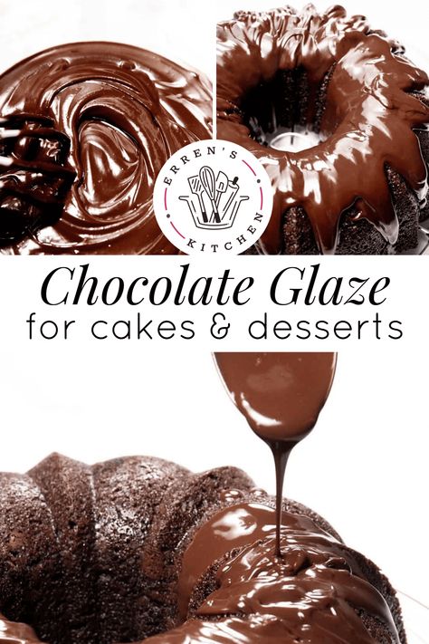 An easy chocolate ganache glaze made with just good quality chocolate and cream to create a deliciously creamy chocolate glaze. A decadent two-ingredient Chocolate Glaze that’s the perfect finishing touch for any homemade cake or donut! Use this easy and delicious chocolate glaze on an extensive range of desserts and baked goods like cakes, ice cream, donuts, cookies, or bars. This recipe makes enough chocolate glaze to drizzle over a Bundt cake, and it is easily doubled if you have a big ... Drizzle Frosting For Bundt Cake, Chocolate Cake Glaze Icing, Easy Chocolate Glaze For Bundt Cake, Dark Chocolate Glaze, Chocolate Glaze For Brownies, Ganache Recipe For Drip Cake, Chocolate Drizzle For Cake, Easy Cake Glaze, Hard Chocolate Icing