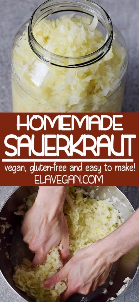 Homemade Sourkraut, Sourkrout Recipes, German Sauerkraut Recipe, Sourcrout Recipes, German Sauerkraut, Fermented Vegetables Recipes, Make Sauerkraut, Chocolate Granola Bars, Homemade Sauerkraut