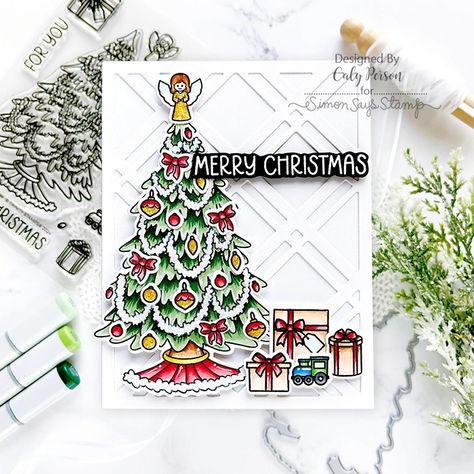 Simon Says Stamp -STAMPtember® 2024 Exclusive – Altenew – Azalea Bunch & Trinity Stamps – Little Christmas Tree – Caly Person Stamptember 2024, Xoxo Card, Trinity Stamps, Pink Marker, Little Christmas Tree, Holiday Gift Card, Tree Stamp, Holiday Stamping, Traditional Christmas Tree