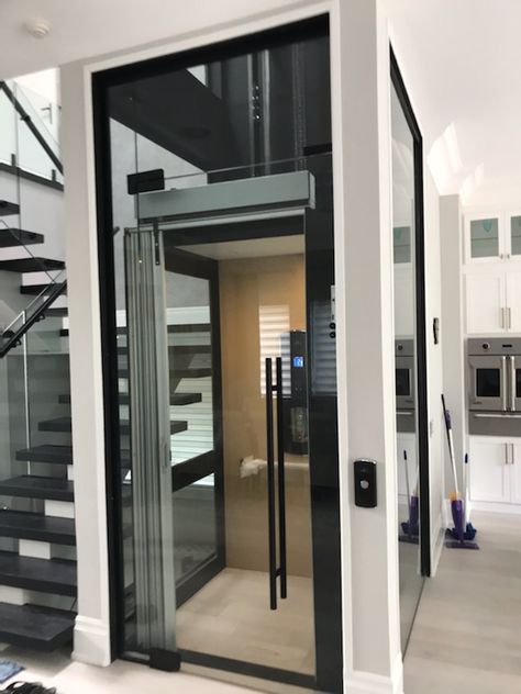 Beautiful Glass Home Elevator installed in Ontario, Canada - Garaventa Lift North America Home Elevator, House Lift, Elevator Interior, Indoor Pool Design, Elevator Design, Glass Elevator, Support Wall, Glass Home, House Elevation